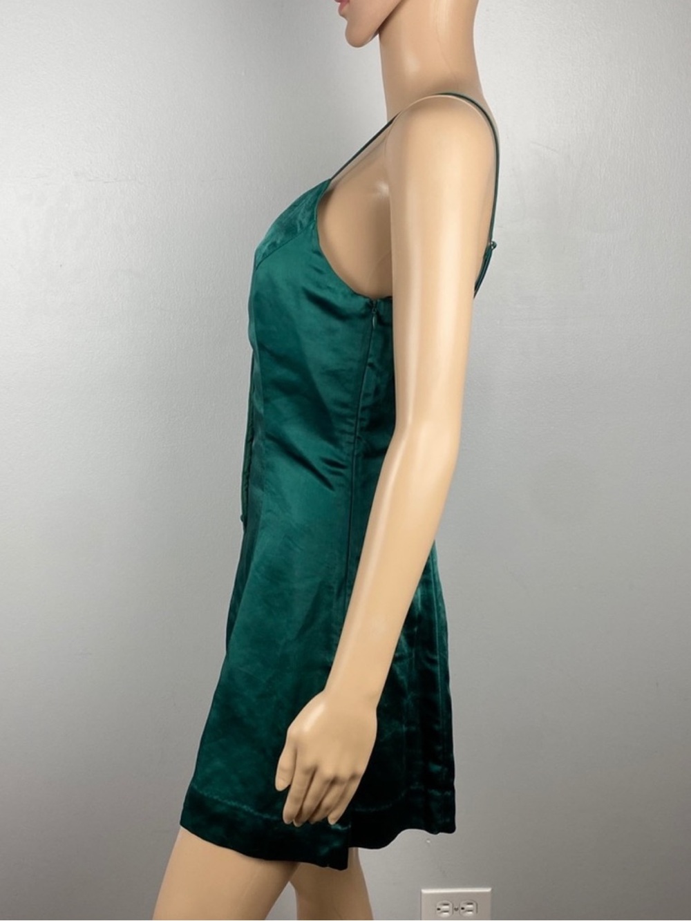 ENDLESS ROSE GREEN SATIN BUTTON FRONT ROMPER - Picture 4 of 8
